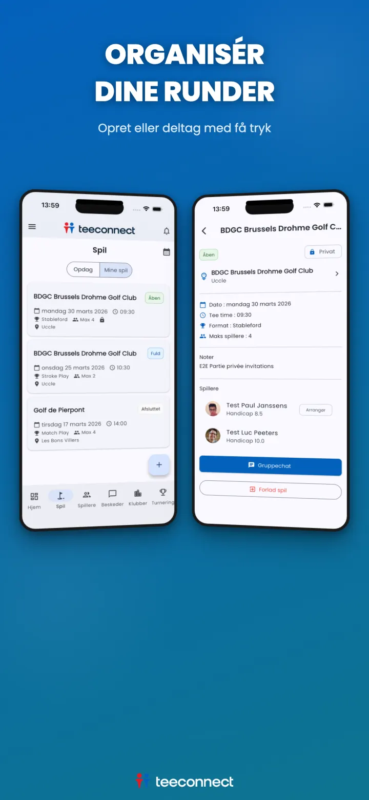 Organiser en golfrunde i TeeConnect-appen
