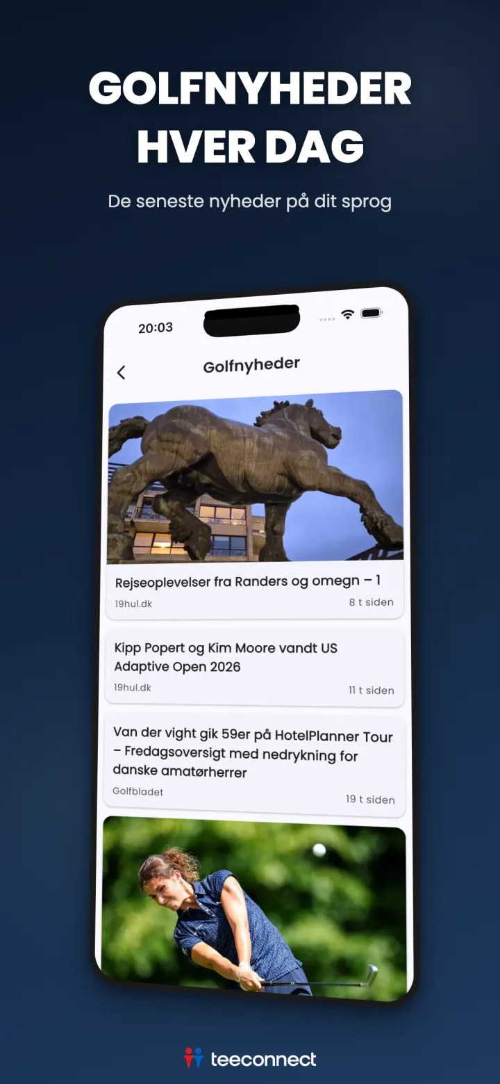 Golfnyhedsflow i TeeConnect-appen