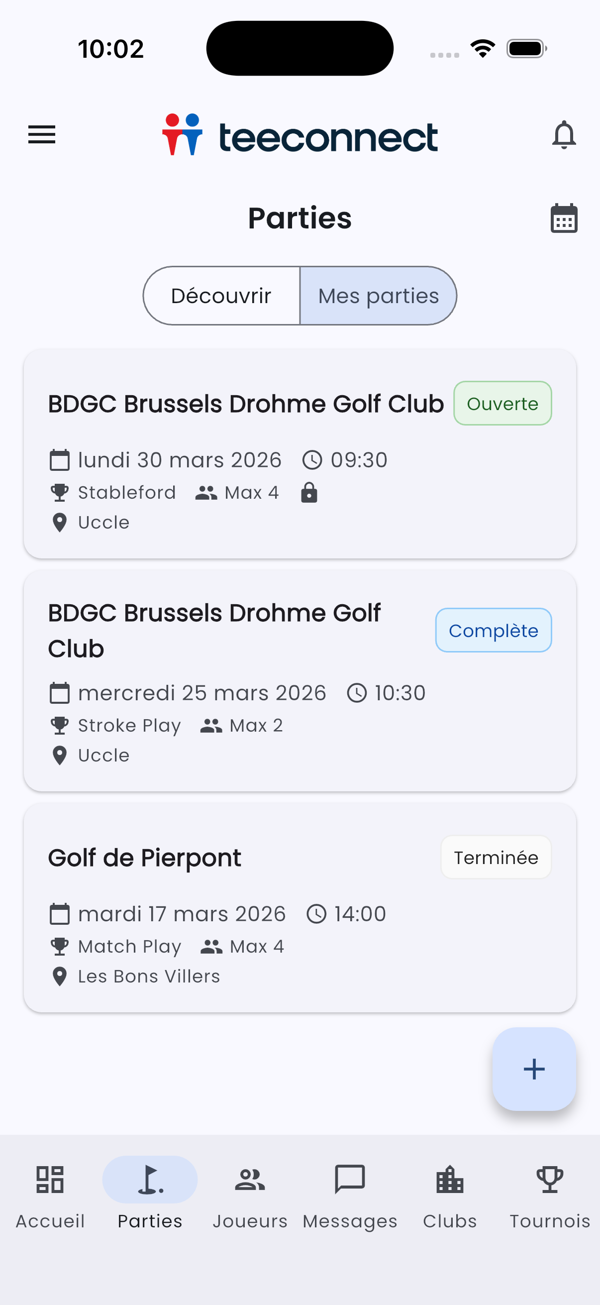 TeeConnect - Organisation de parties