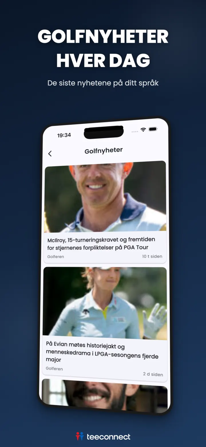 Golfnyhetsstrøm i TeeConnect-appen