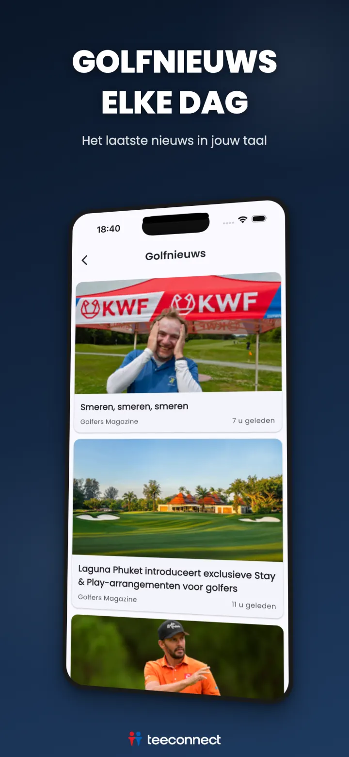 Golfnieuwsfeed in de TeeConnect-app