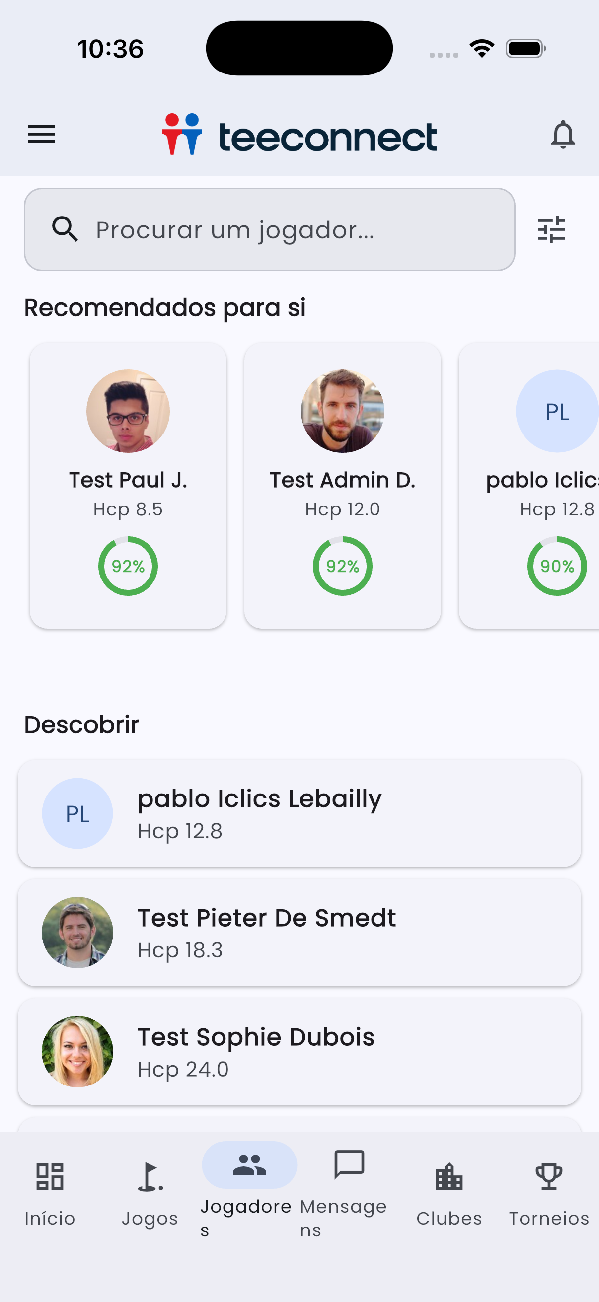 TeeConnect - Matching de golfeurs