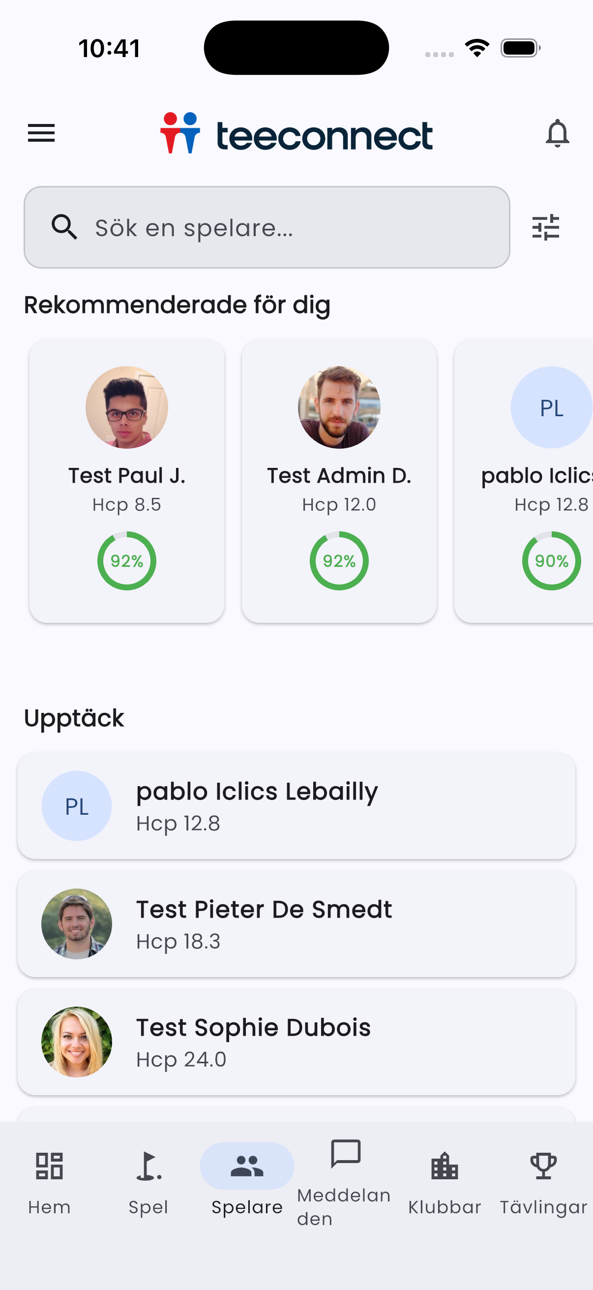 TeeConnect - Matching de golfeurs